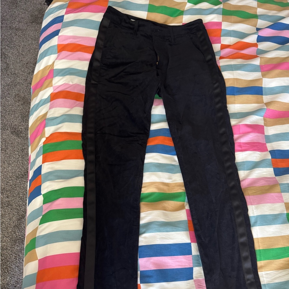 Adriano Goldschmied Black Suede Jamison Tuxedo Stripe Skinny Chino Pants